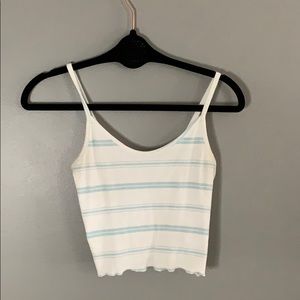 pacsun white and blue striped crop tank top